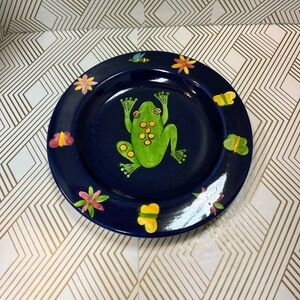 Vintage Laura Gates Frog Flower Butterflies Plate